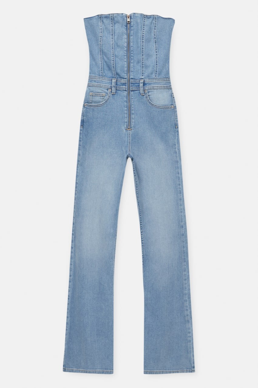 

Джинсовый комбинезон с корсетом Pull&Bear, темно-синий