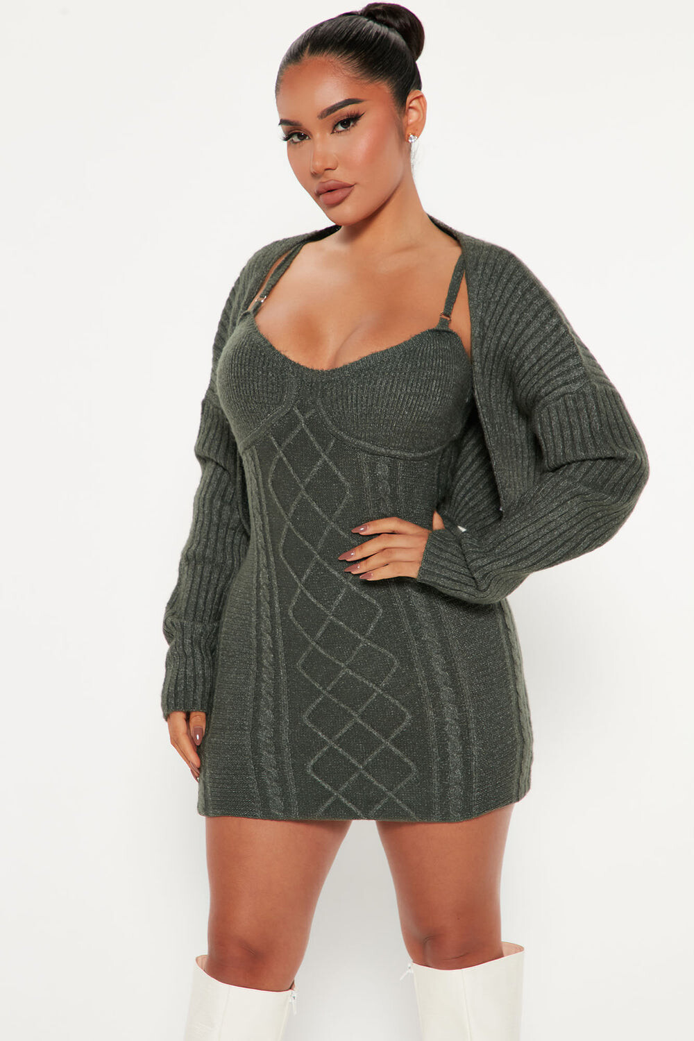 

Свитер Fashion Nova S0485, оливковый