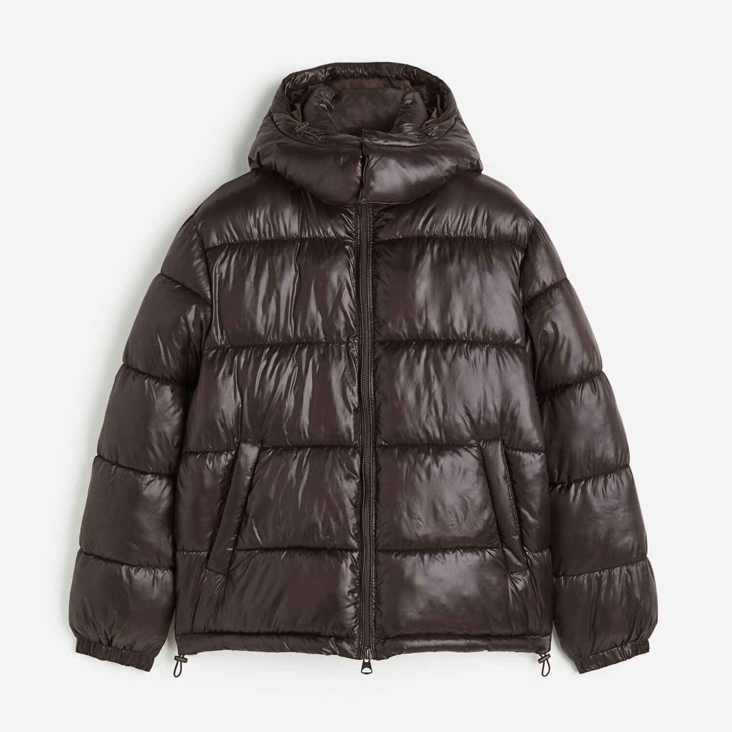

Пуховик оверсайз H&M Stand-up Collar, темно-коричневый