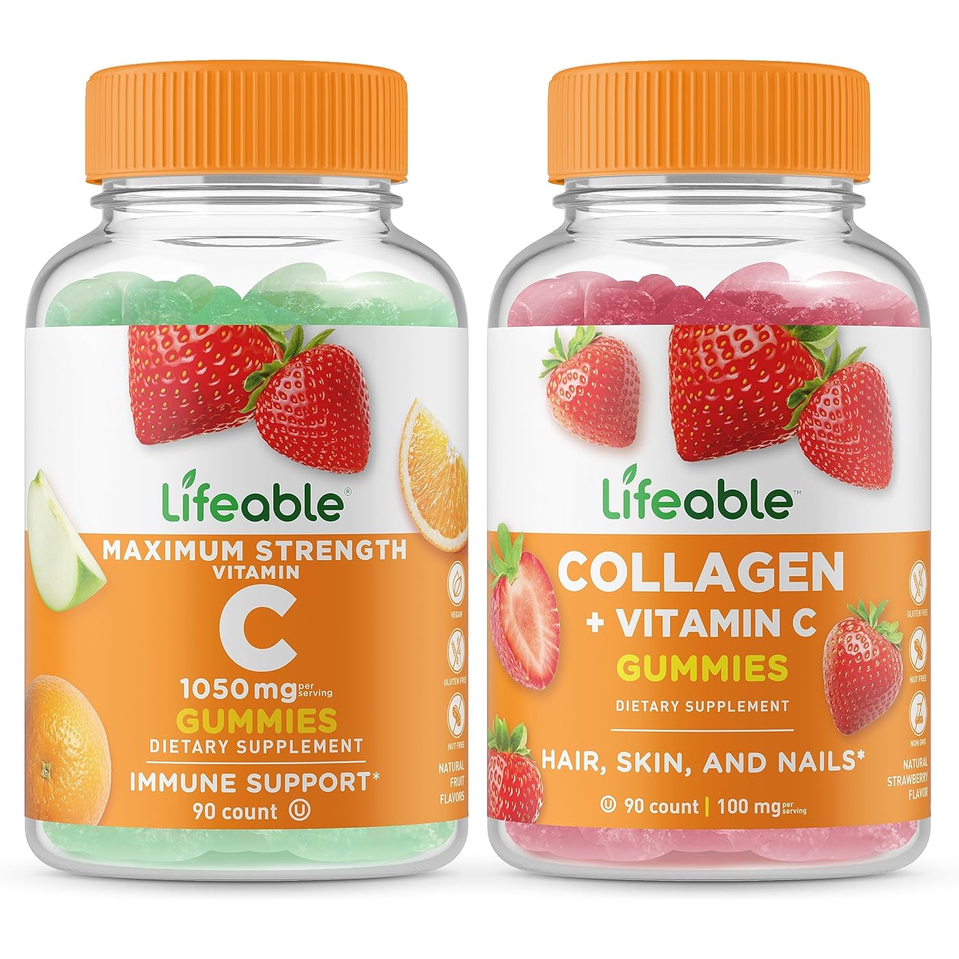 Набор витаминов Lifeable Vitamin C 1050 mg & Collagen + Vitamin C, 2 предмета, 90 таблеток набор витаминов lifeable vitamin c 1050 mg