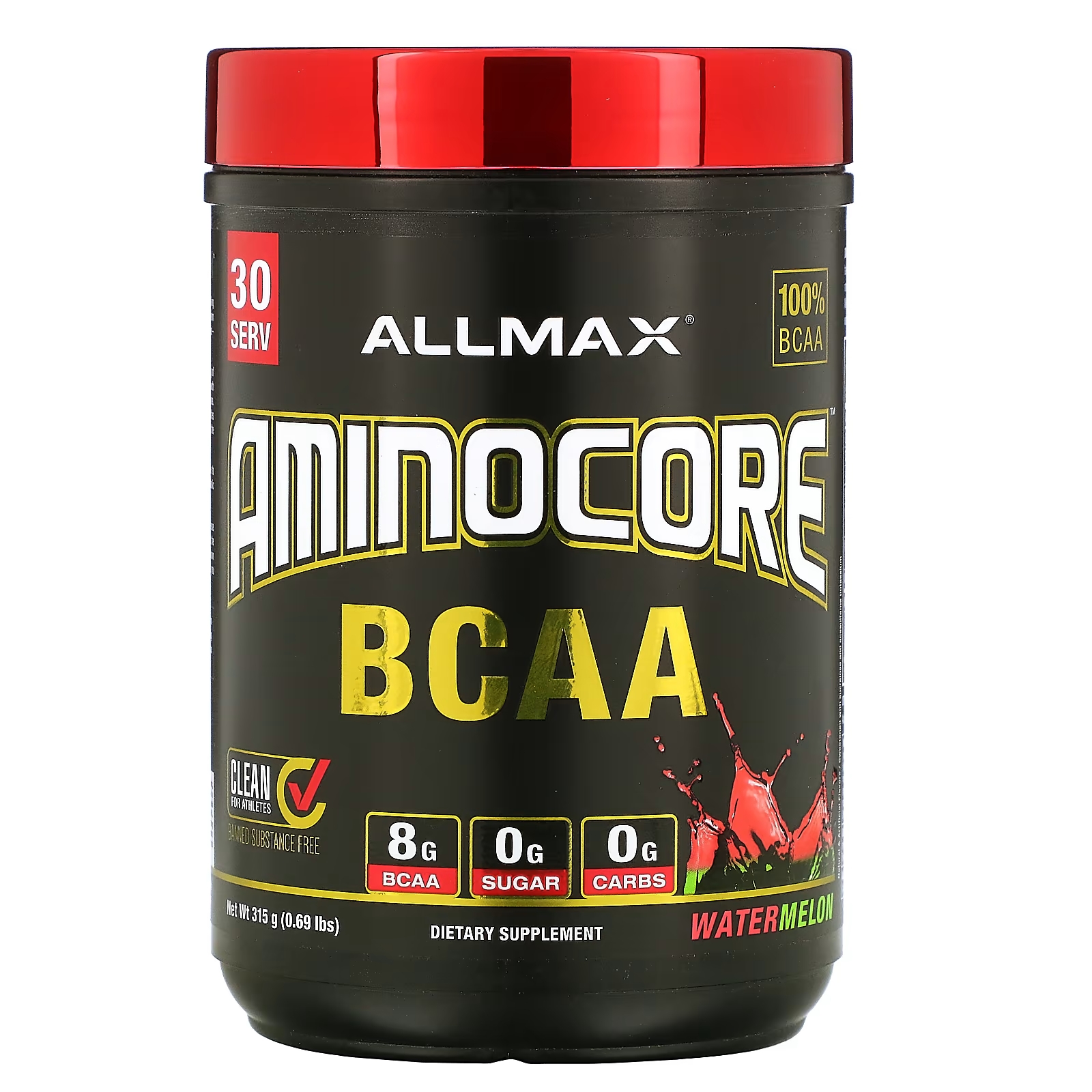 БАД ALLMAX AMINOCORE BCAA, арбуз, 315 г быстрорастворимый порошок allmax bcaa