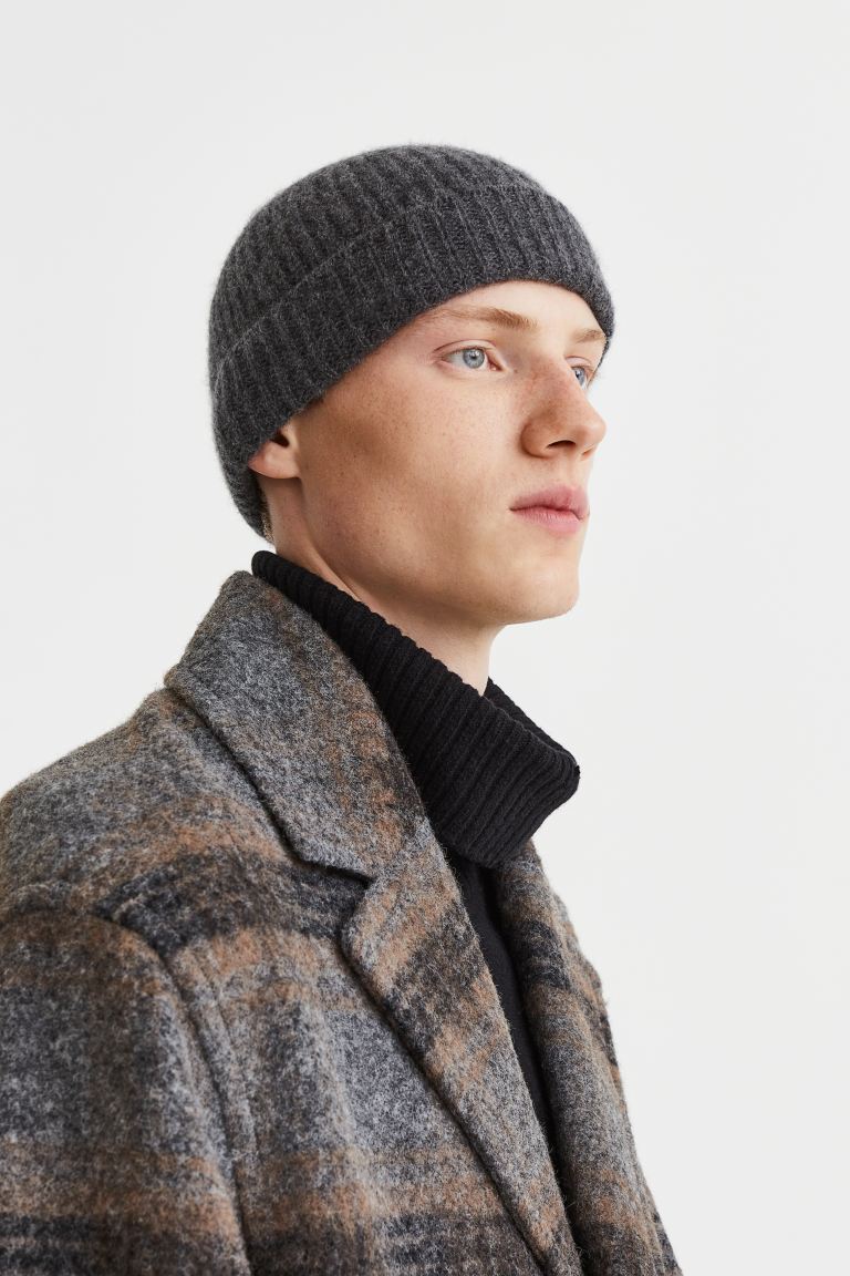 Кашемировая шапка в рубчик H&M, темно-серый