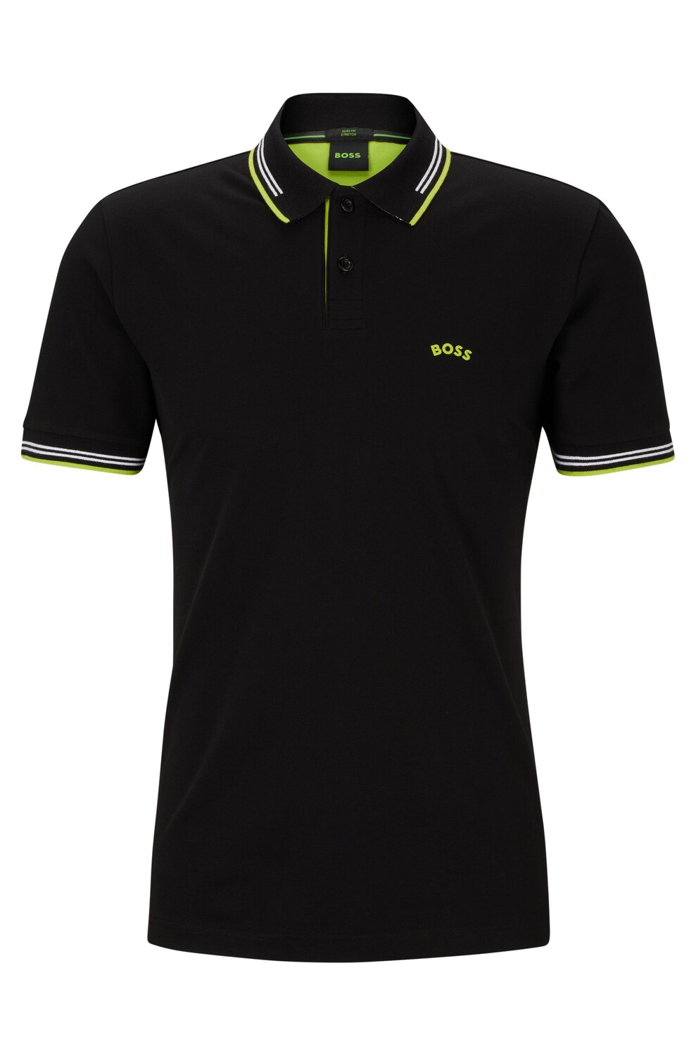 

Футболка поло Boss Stretch-cotton Slim-fit With Branded Undercollar, черный