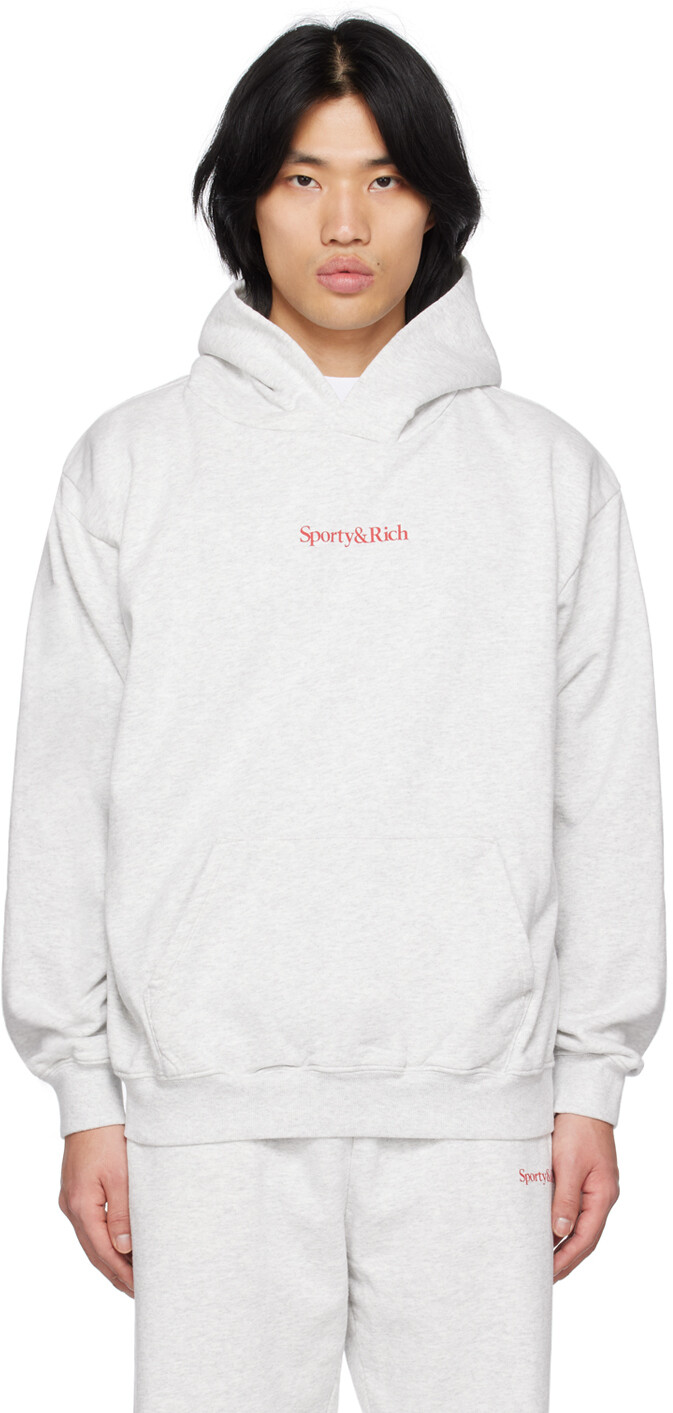 

Серый худи с засечками Sporty & Rich