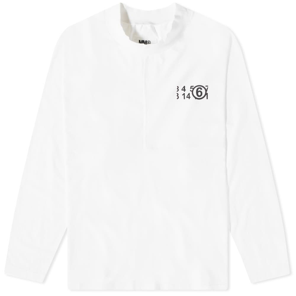 

Футболка Maison Margiela Number Logo Mock Neck Long Sleeve Tee, Белый