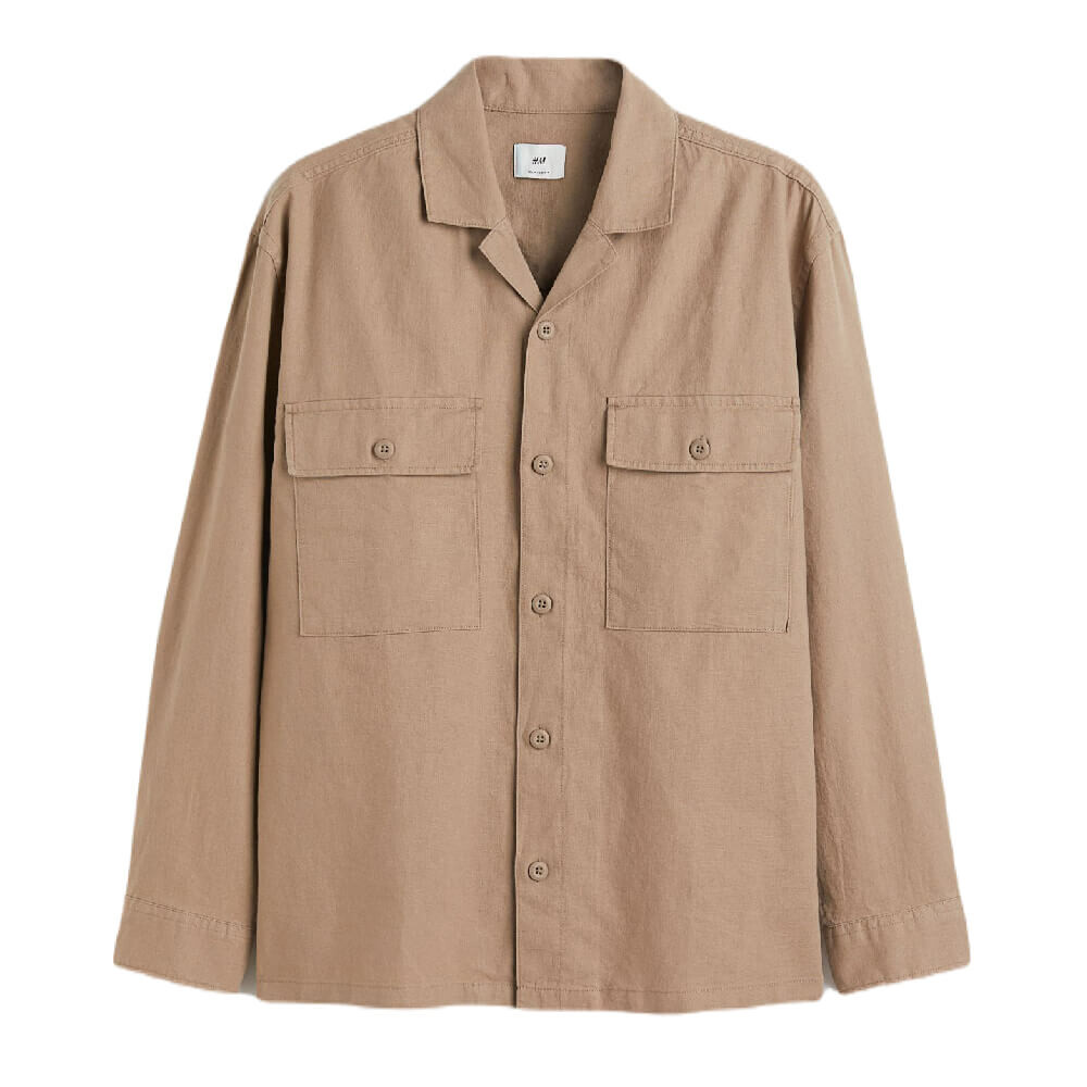 

Рубашка H&M Relaxed Fit Linen-blend, светло-коричневый