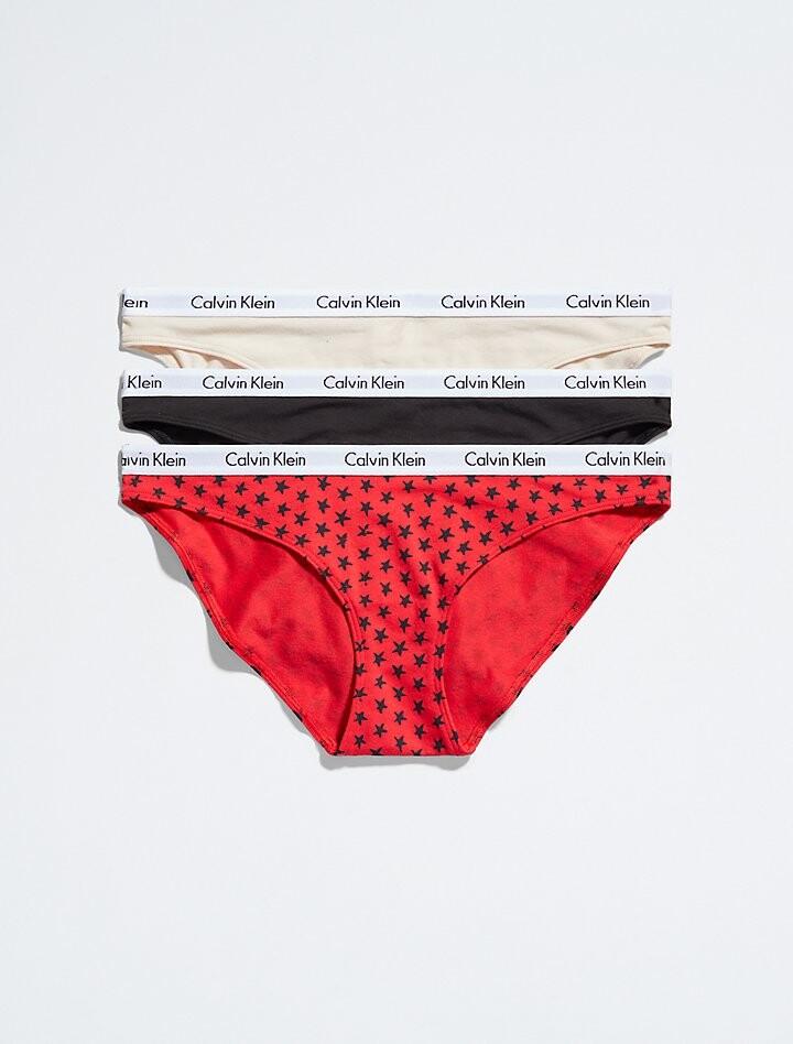 

Комплект из 3 хлопковых бикини с логотипом Carousel Calvin Klein, красный