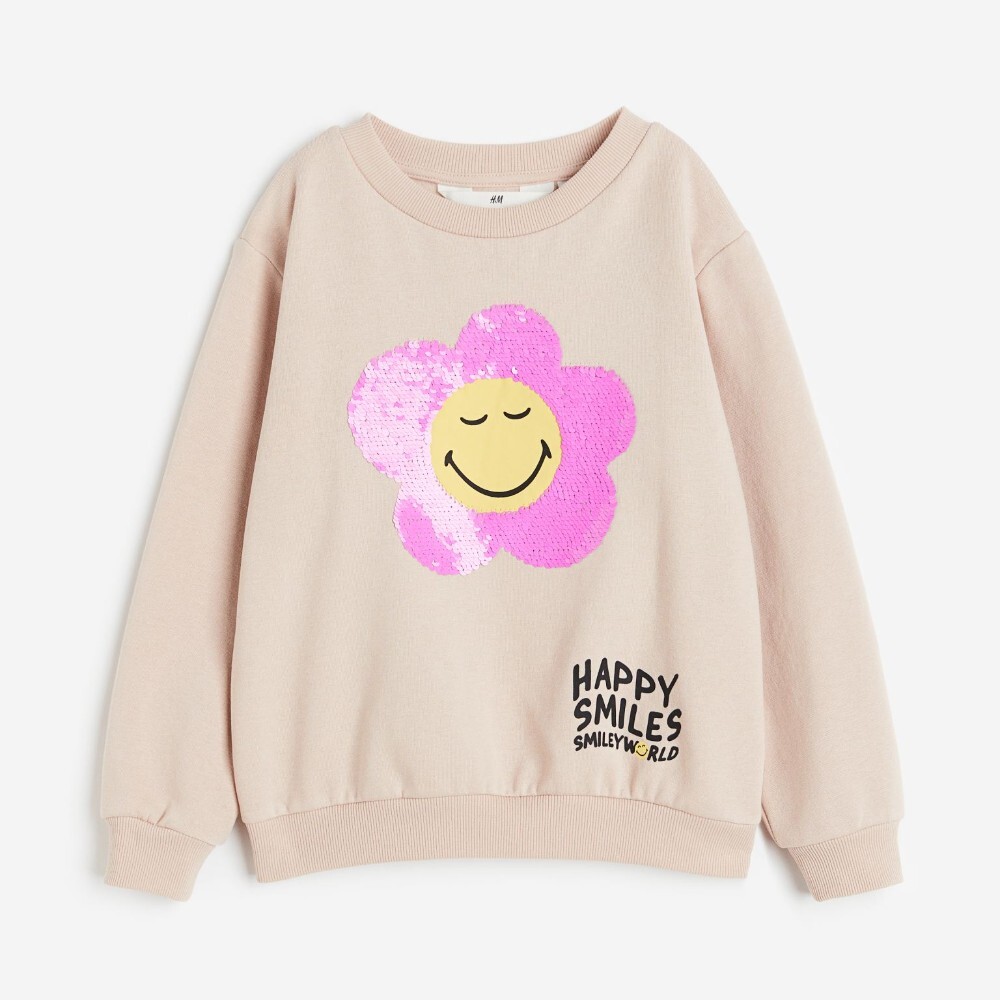 

Свитшот H&M Kids Printed SmileyWorld, светло-бежевый