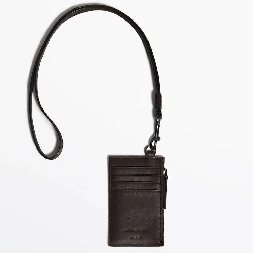 

Визитница Massimo Dutti Leather With Neck Strap Studio, темно-коричневый
