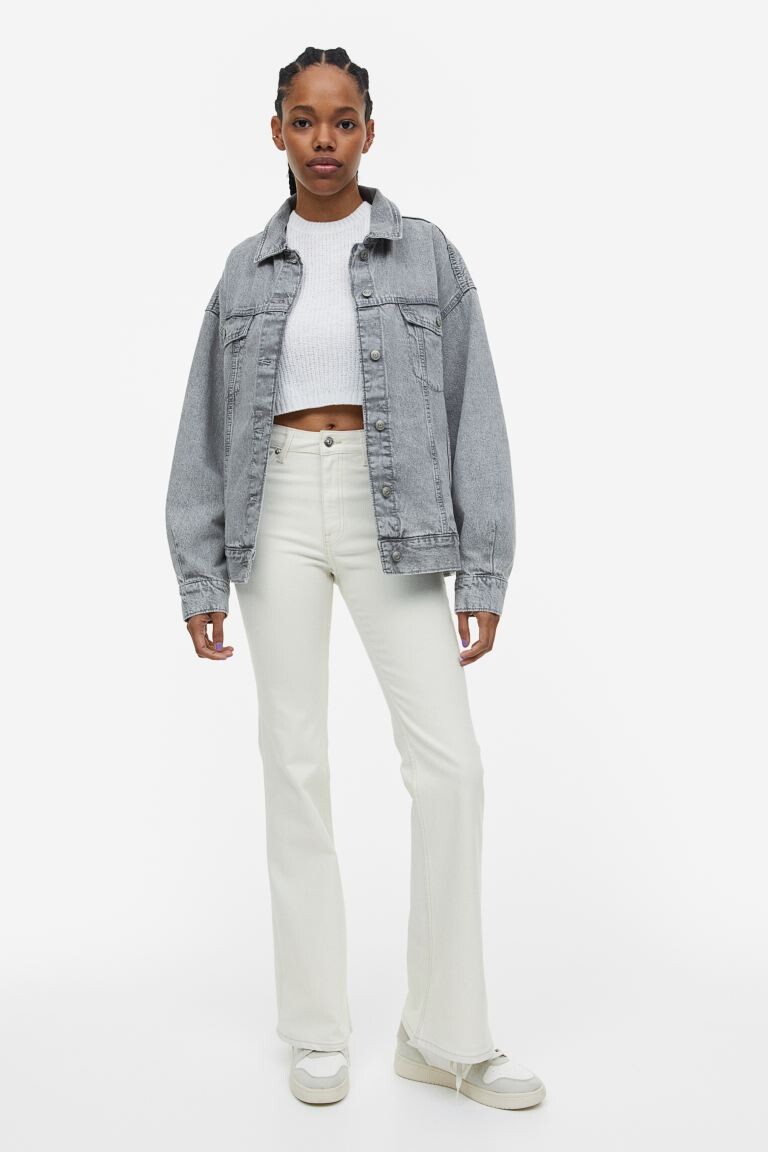 

Расклешенные высокие джинсы H&M, крем