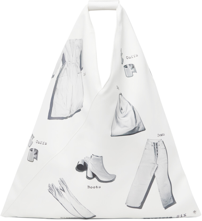 

Белая объемная сумка с треугольными чашечками MM6 Maison Margiela