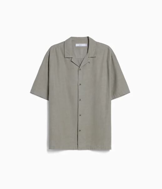 

Рубашка свободного кроя с короткими рукавами Bershka Short Sleeve Relaxed Fit Rustic, серый