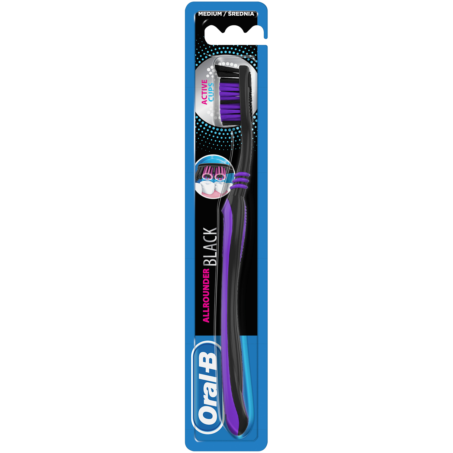 Oral-B Allrounder Black средняя зубная щетка, 1 шт. - фото