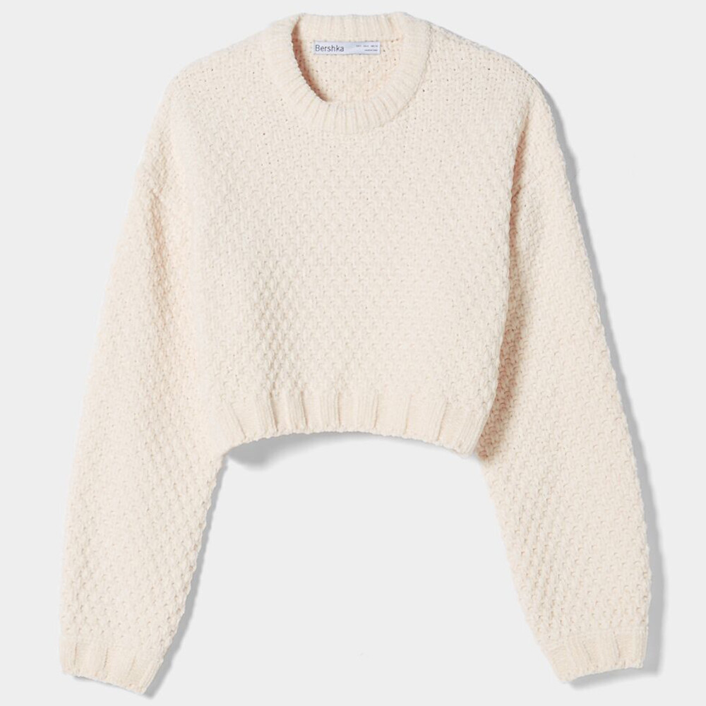 

Джемпер Bershka Textured Chenille, кремовый