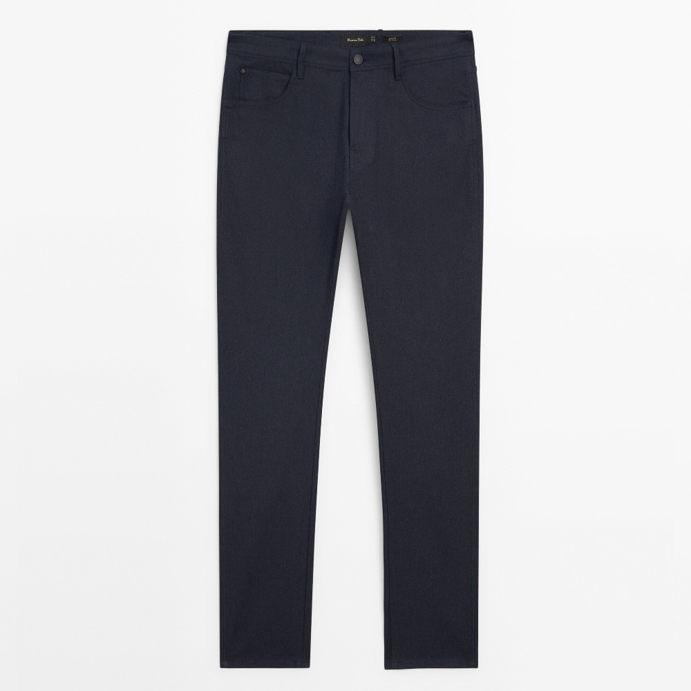 Брюки Massimo Dutti Slim Fit Denim, темно-синий черные джинсовые брюки узкого кроя academia