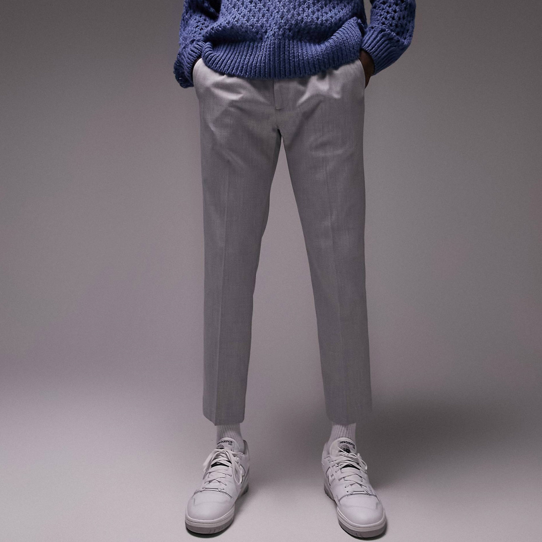 Брюки Topman Skinny Smart With Elasticated Waistband, светло-серый брюки zara cropped with elasticated waistband бежевый