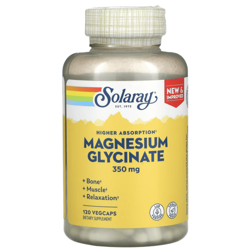 Глицинат магния с высокой усваиваемостью, 350 мг, 120 растительных капсул, Solaray kal глицинат магния с высокой абсорбцией 350 160 вегетарианских капсул
