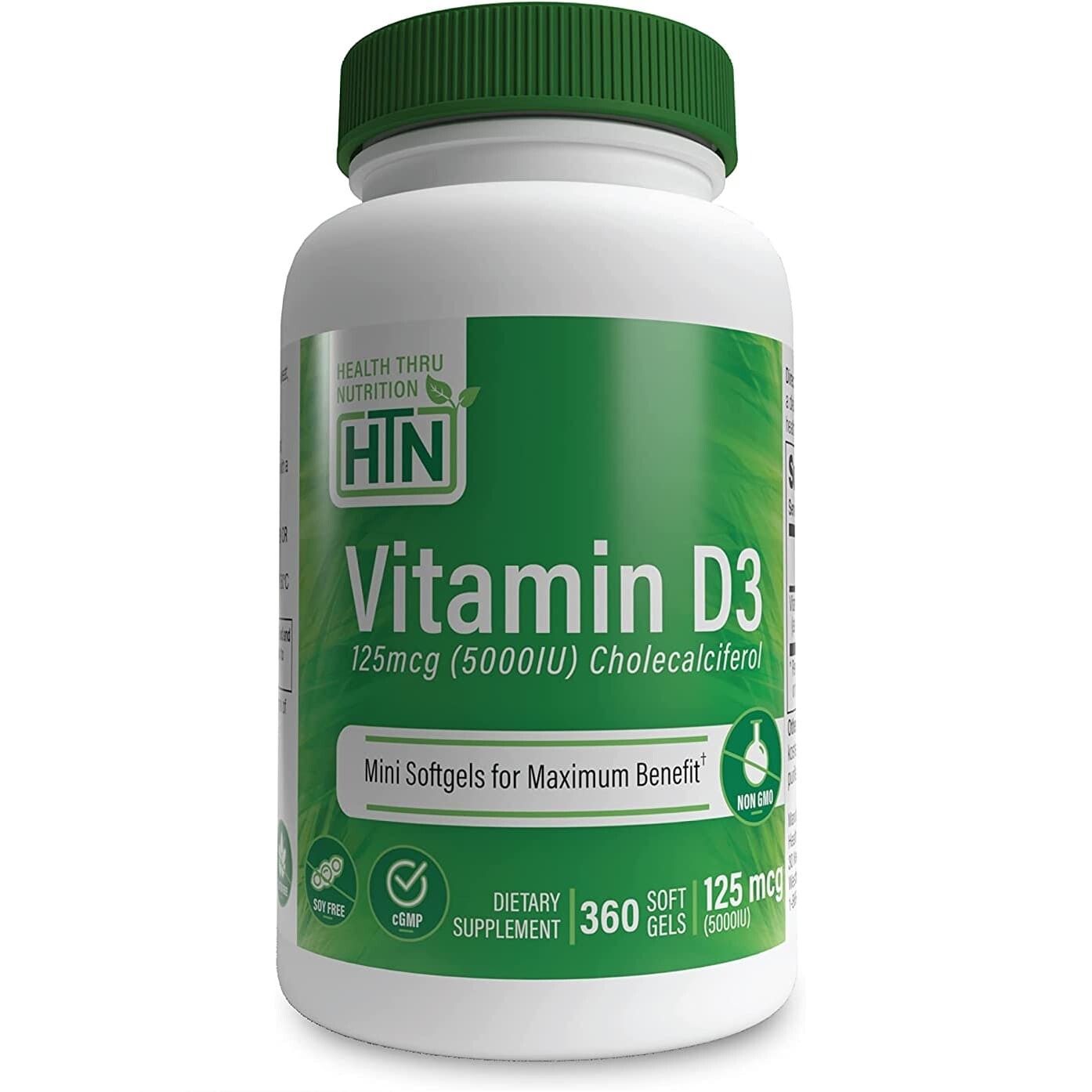 Витамин D3 5000 МЕ 125 мкг холекальциферол Health Thru Nutrition, 360 ...