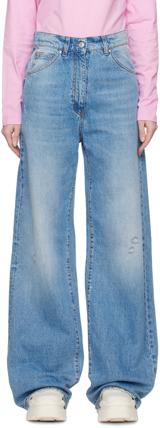 

Синие рваные джинсы MSGM