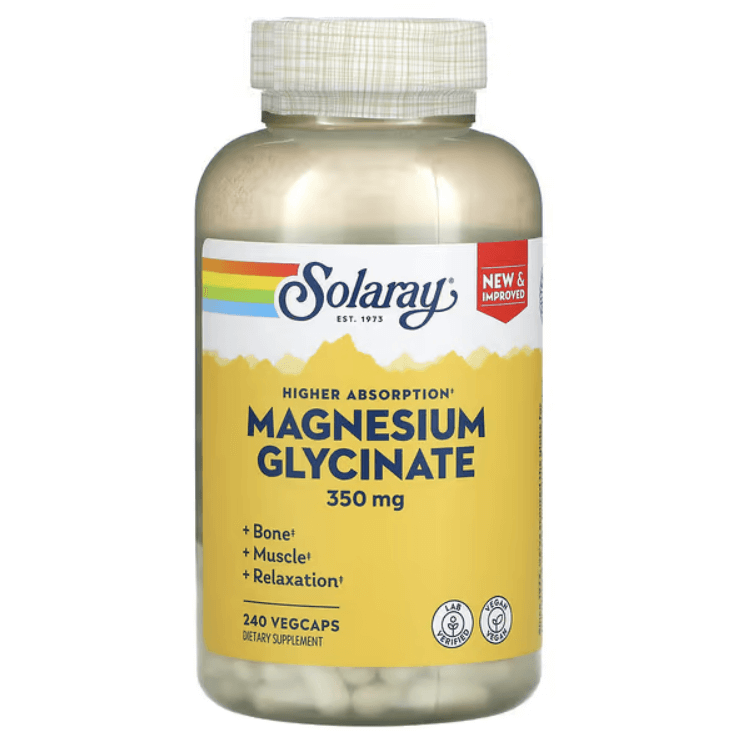 Глицинат магния с высокой абсорбцией, 350 мг, 240 растительных капсул, Solaray kal глицинат магния с высокой абсорбцией 350 160 вегетарианских капсул