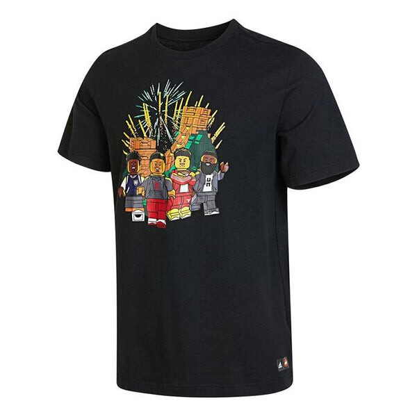 

Футболка Adidas x LEGO Crossover Cartoon Character Great Wall Pattern Printing Round Neck, Черный