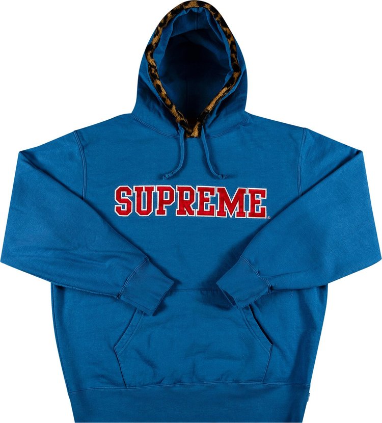 Толстовка Supreme Leopard Trim Hooded Sweatshirt 'Pale Royal