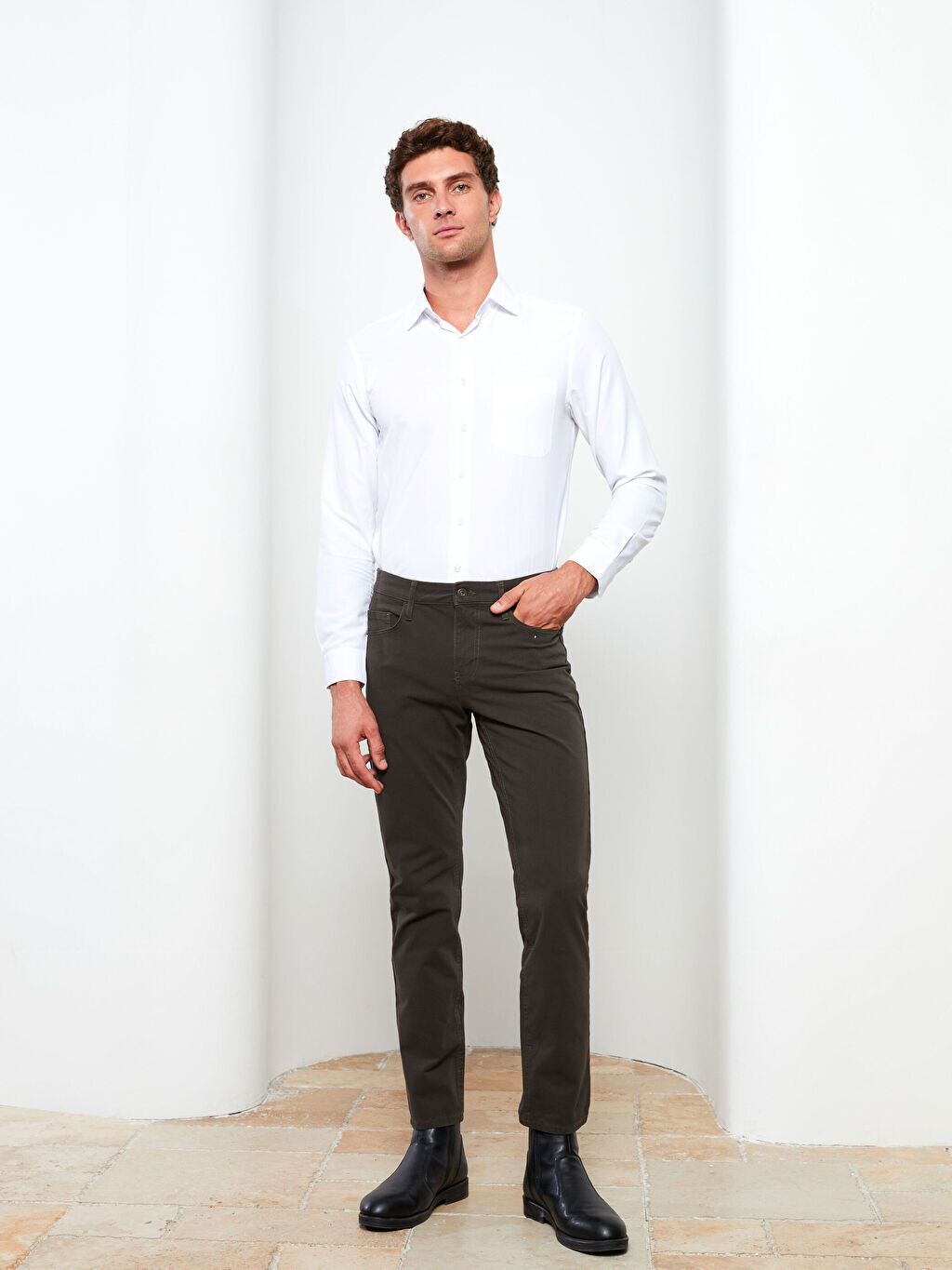 

Мужские брюки Slim Fit из габардина LCWAIKIKI Classic, Черный