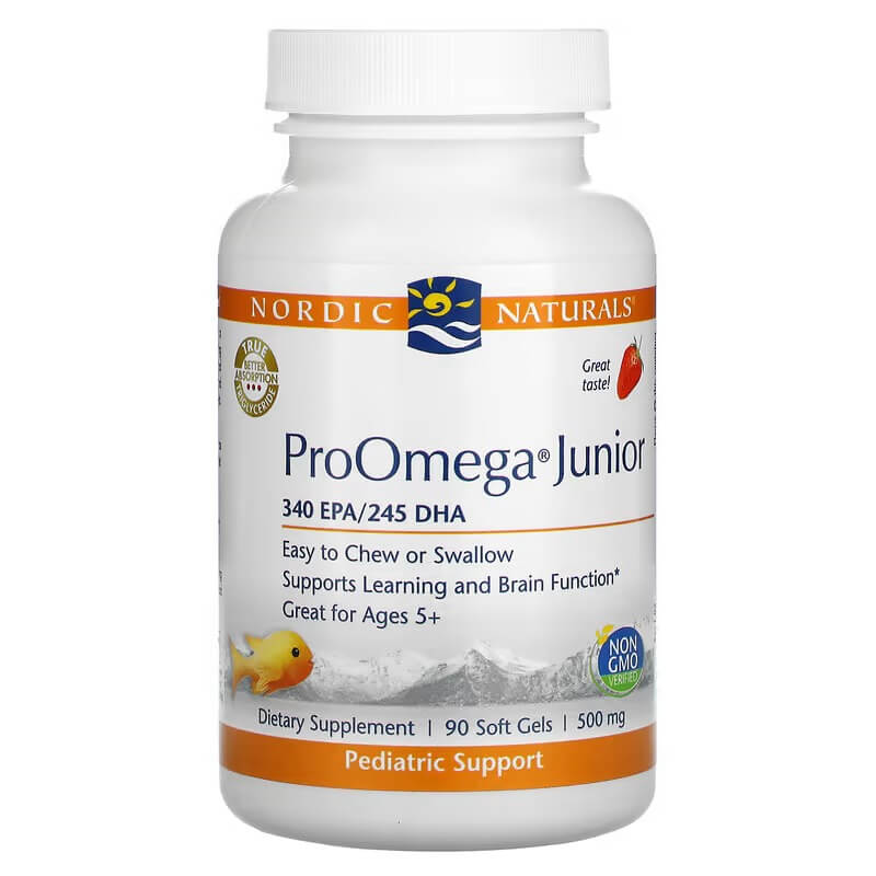 Омега-3 Nordic Naturals ProOmega Junior со вкусом клубники 340 мг, 90 капсул - фото