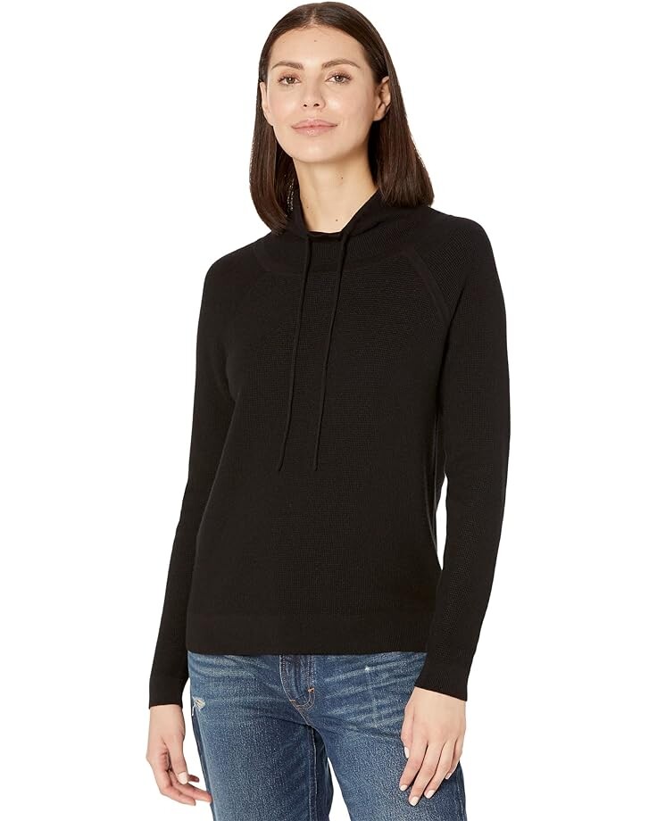 

Свитер Elliott Lauren Modal Knit Waffle Stitch Funnel Neck Drawstring Sweater, черный