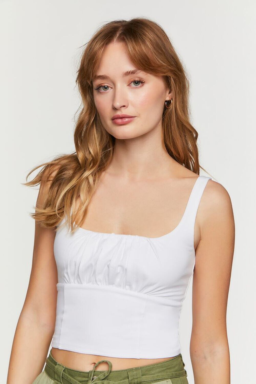 

Укороченная майка со сборками Forever 21, белый