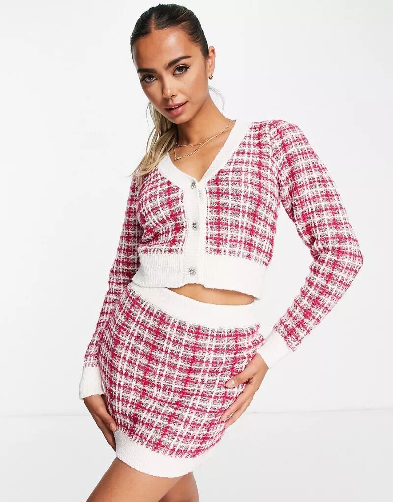 

Розовая мини-юбка вязки букле Miss Selfridge