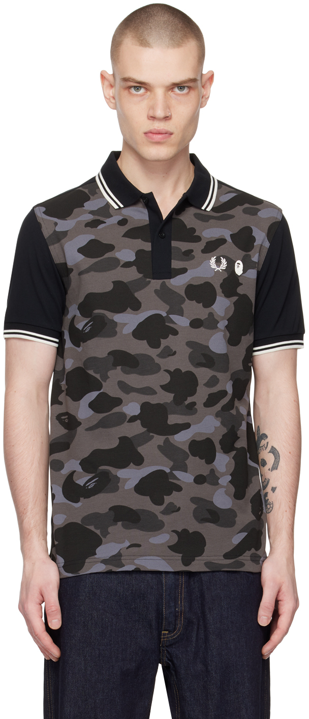 

Черное камуфляжное поло BAPE Fred Perry Edition, Черный