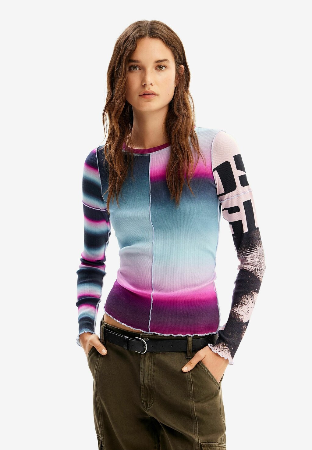 

Футболка с длинными рукавами Patchwork Tie-Dye Desigual, синий