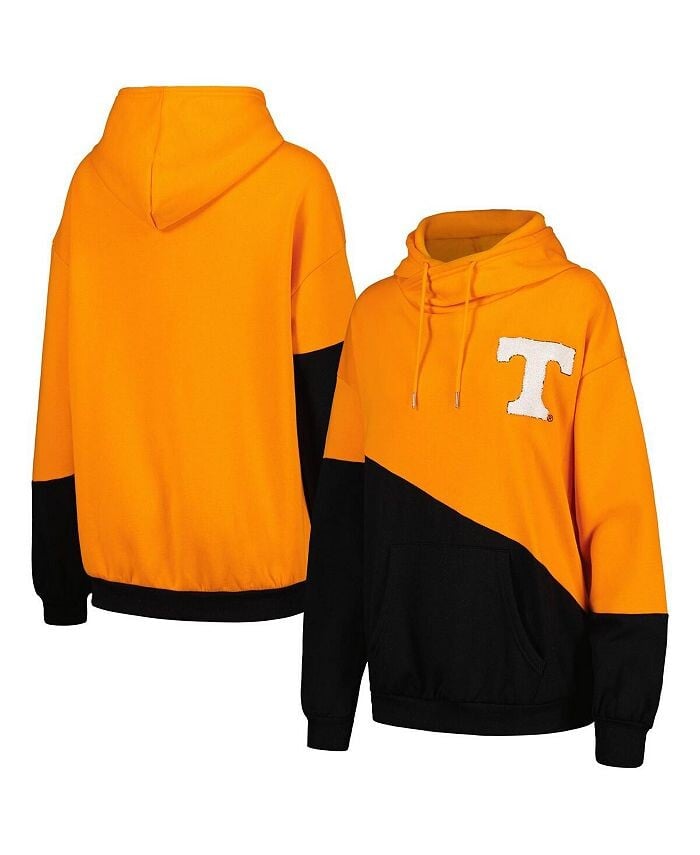 

Женский пуловер с капюшоном Tennessee Orange, Black Tennessee Volunteers Matchmaker с диагональным капюшоном Gameday Couture, оранжевый