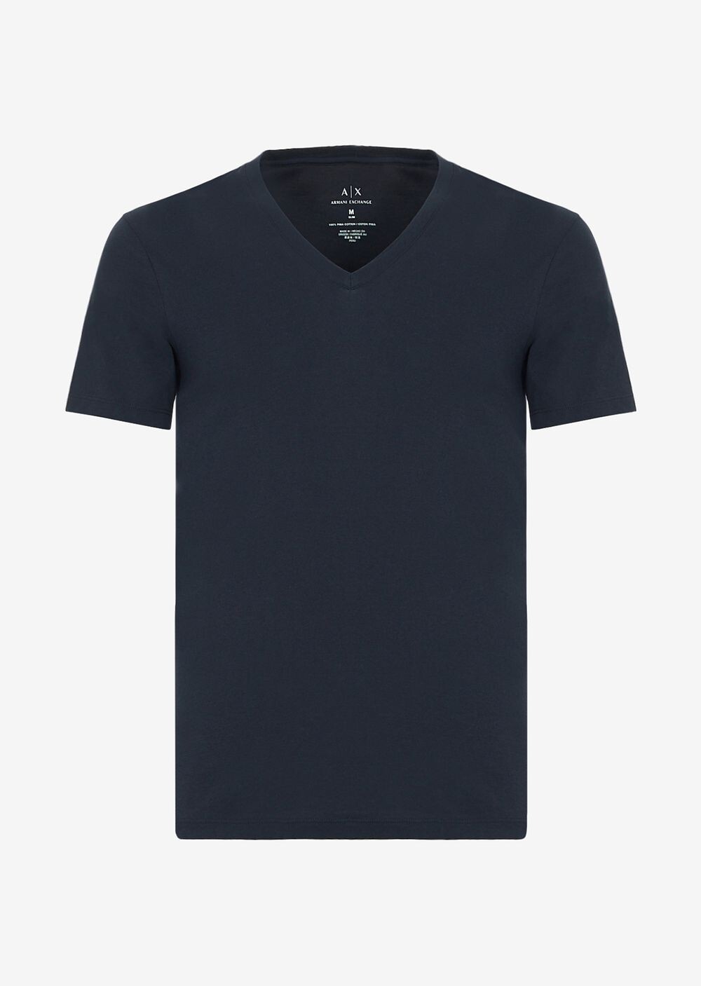 

Приталенная футболка из хлопка пима с короткими рукавами Armani Exchange, синий