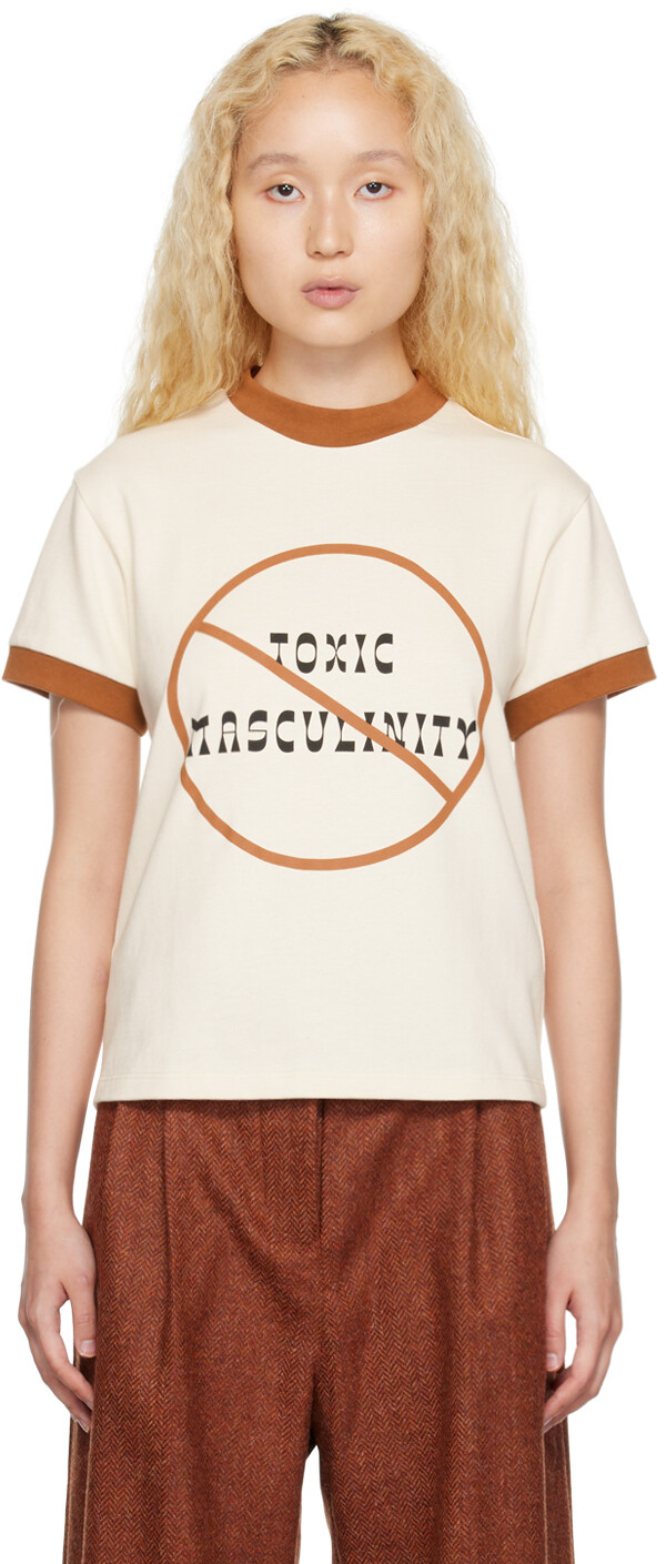 

Off-White & Orange Футболка Ringer 'Toxic Masculinity' Tanner Fletcher