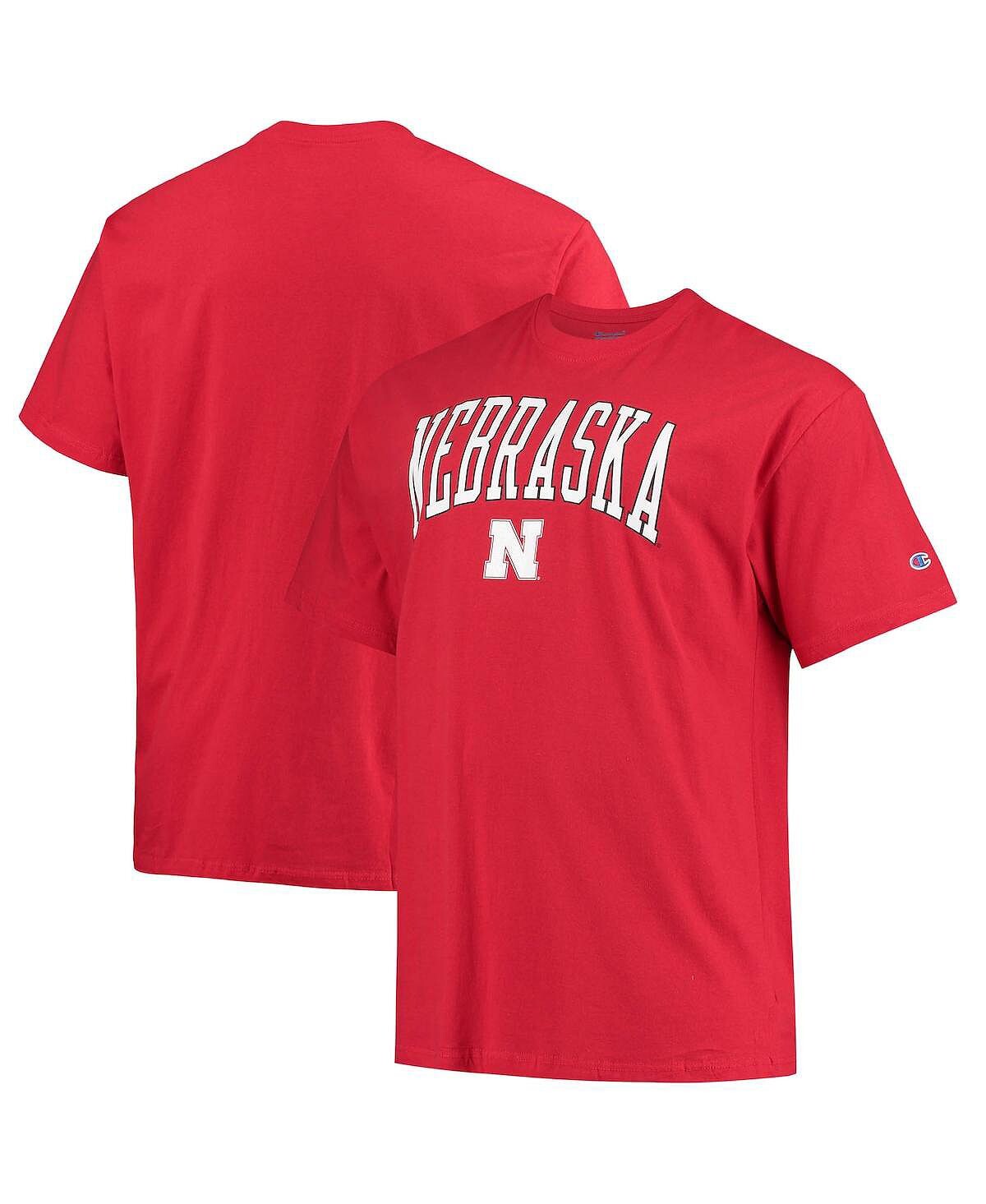 

Мужская футболка с надписью scarlet nebraska huskers big and tall arch over wordmark Champion