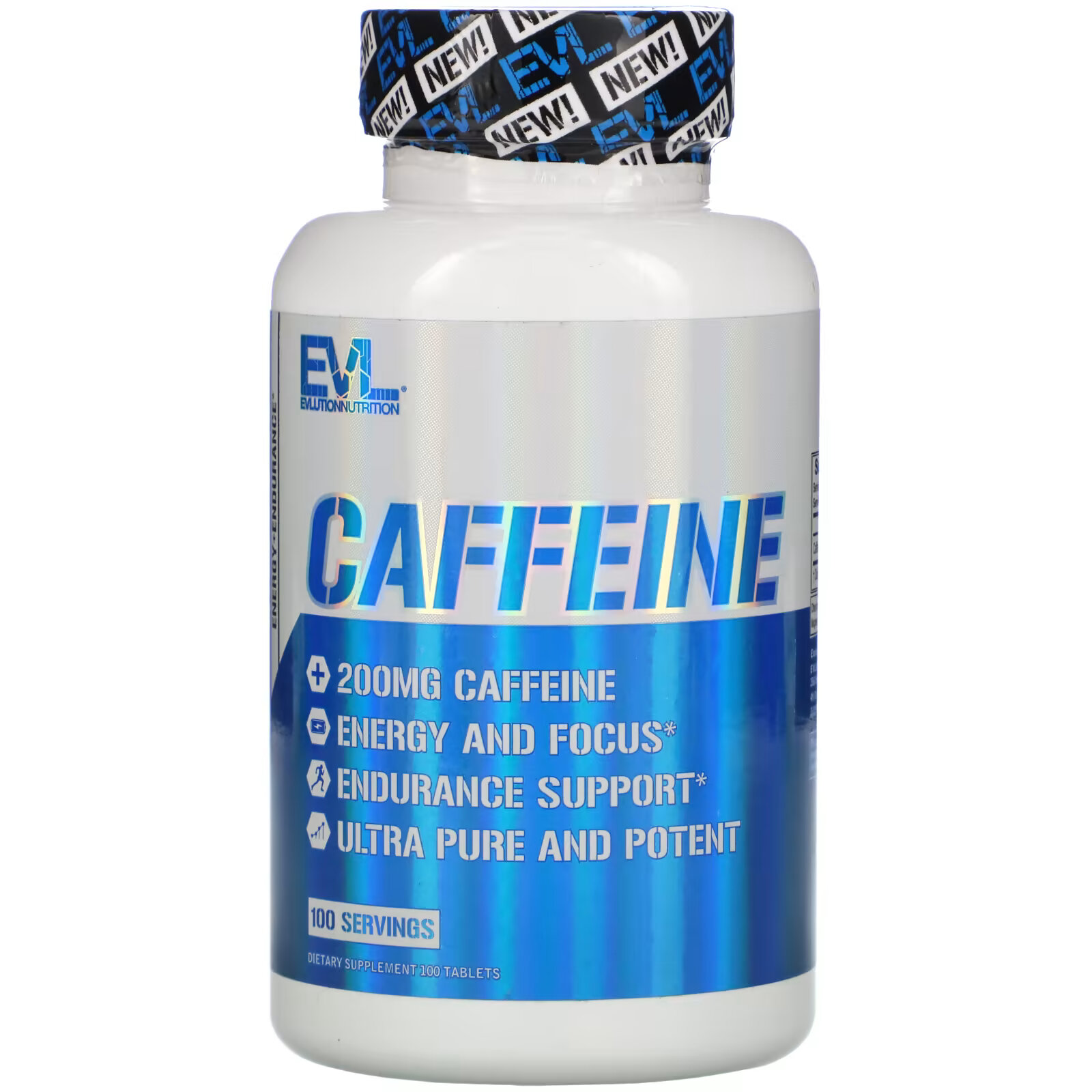 EVLution Nutrition, Кофеин, 200 мг, 100 таблеток высокоэффективный кофеин natrol 200 мг 100 таблеток