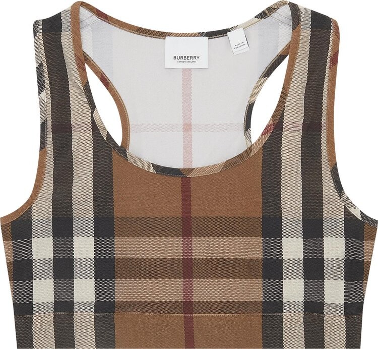 

Топ Burberry Check Print Cropped Top 'Birch Brown', коричневый