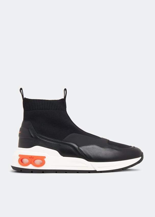 

Кроссовки FERRAGAMO Gancini sock sneakers, черный