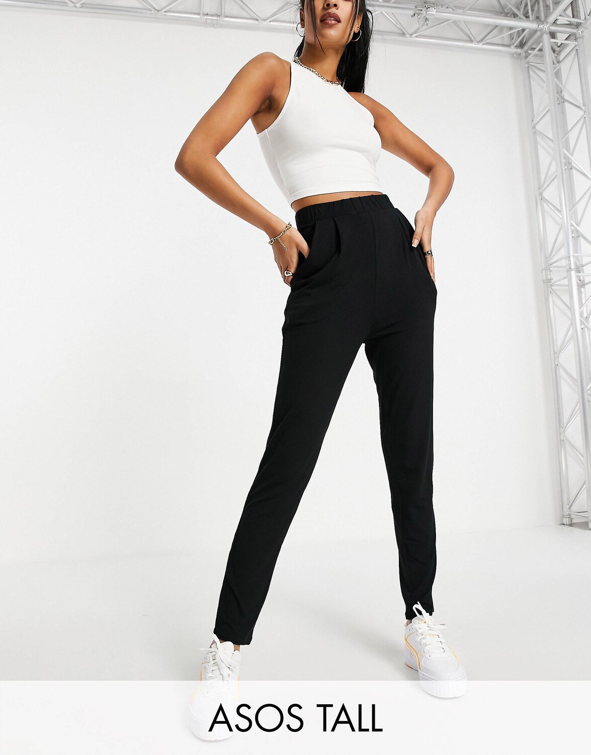 

Черные брюки из трикотажа ASOS DESIGN Tall Ultimate, Черный