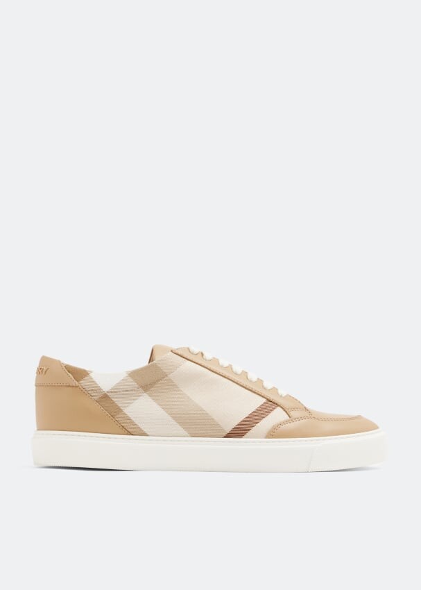 

Кроссовки BURBERRY Check leather sneakers, бежевый
