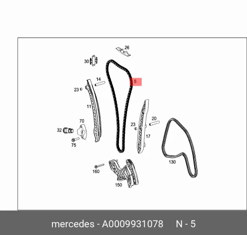 

Цепь ГРМ (с замком) / kette A0009931078 MERCEDES-BENZ