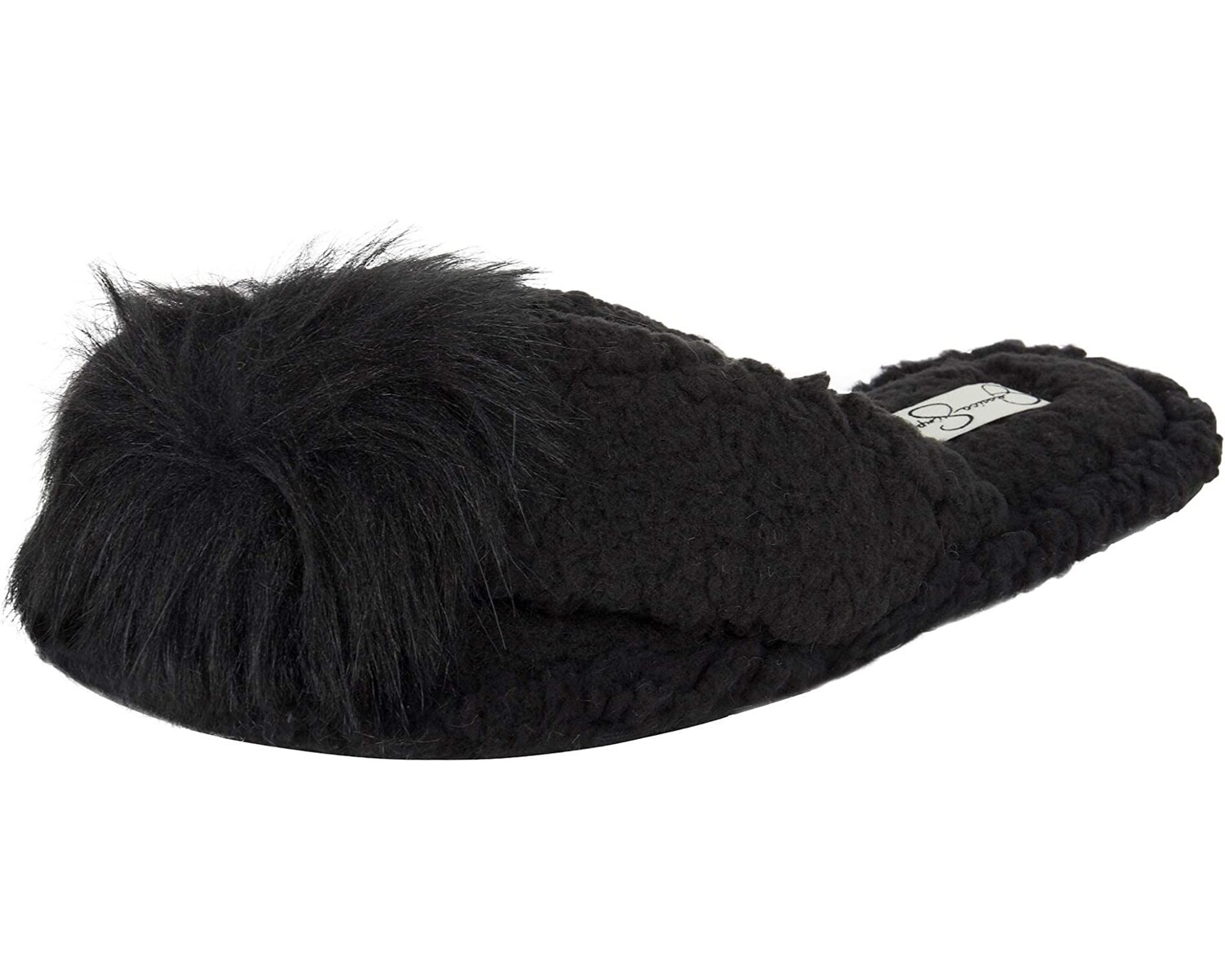 

Слипперы Women's Fluffy Plush Slide-On Sandal House Slippers with Memory Foam Jessica Simpson, черный