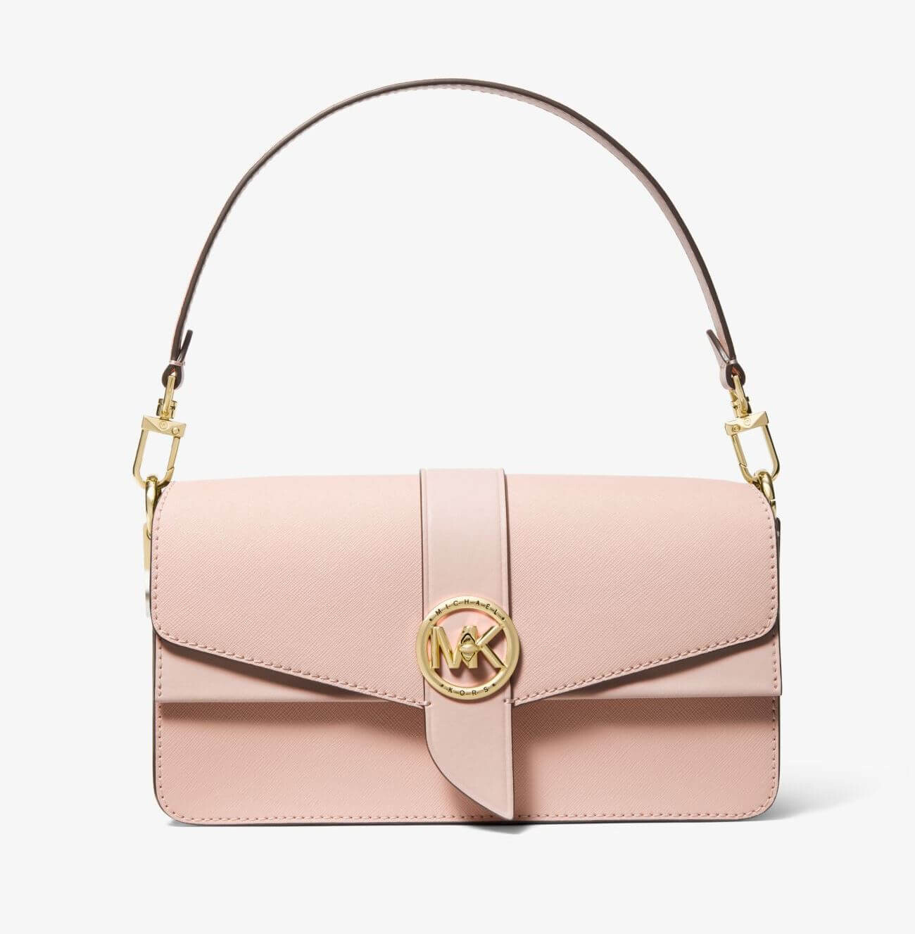 

Сумка Michael Michael Kors Greenwich Medium Saffiano Leather Shoulder, светло-розовый