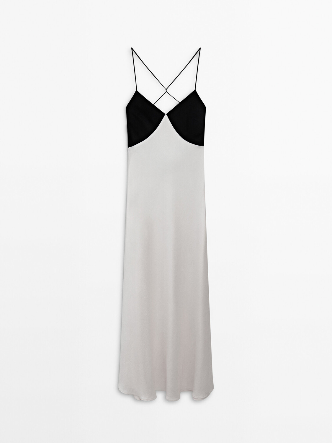 

Платье Massimo Dutti Long With Contrast Detail, кремовый