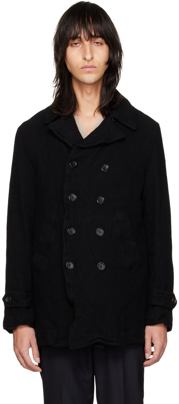 

Черное двубортное пальто Comme des Garçons Homme Deux, Черный