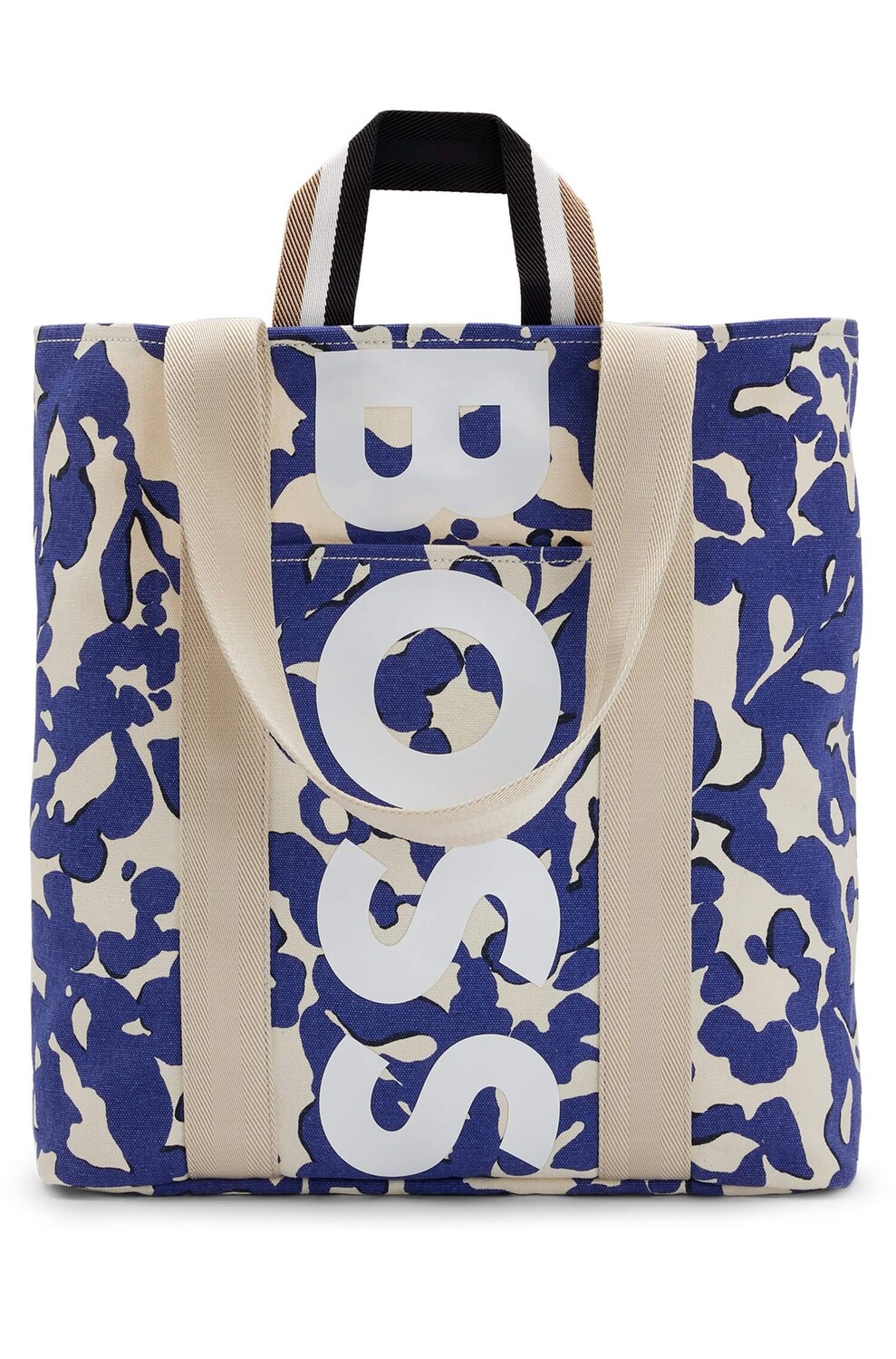 

Сумка-тоут Boss Structured-canvas With Seasonal Print And Logo, бежевый/синий