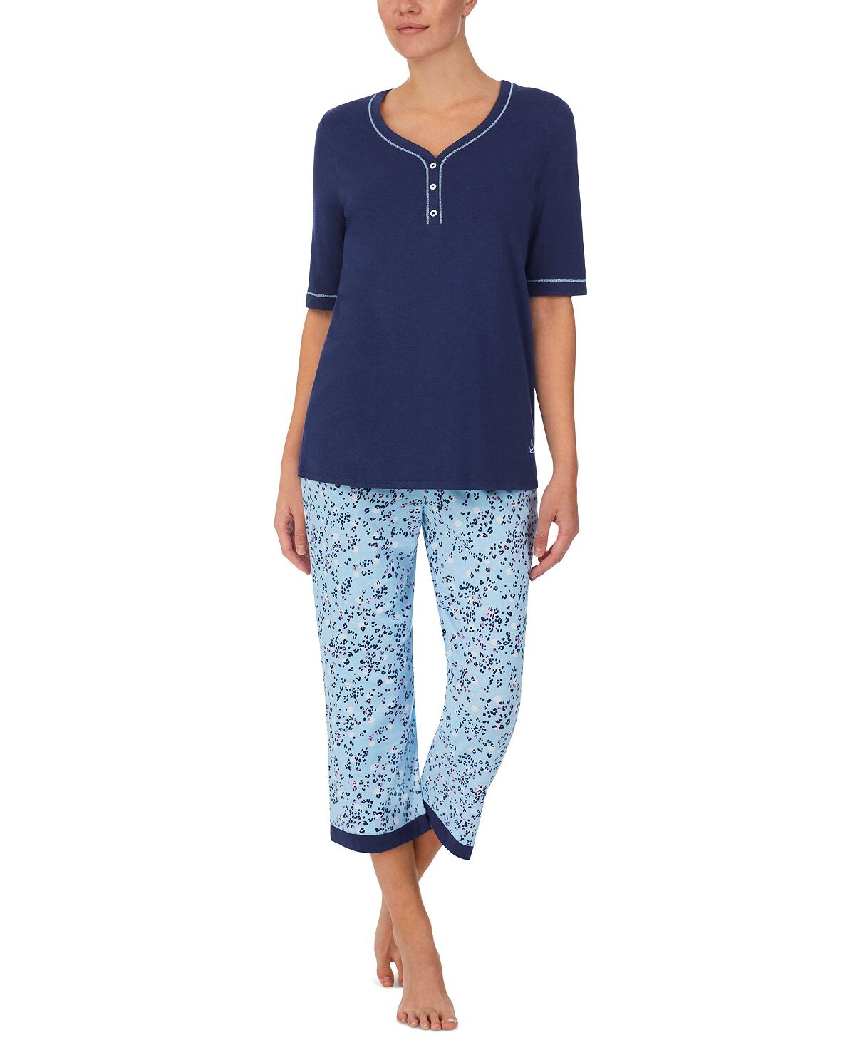 

Пижамный комплект с топом henley и укороченными брюками Cuddl Duds, мульти