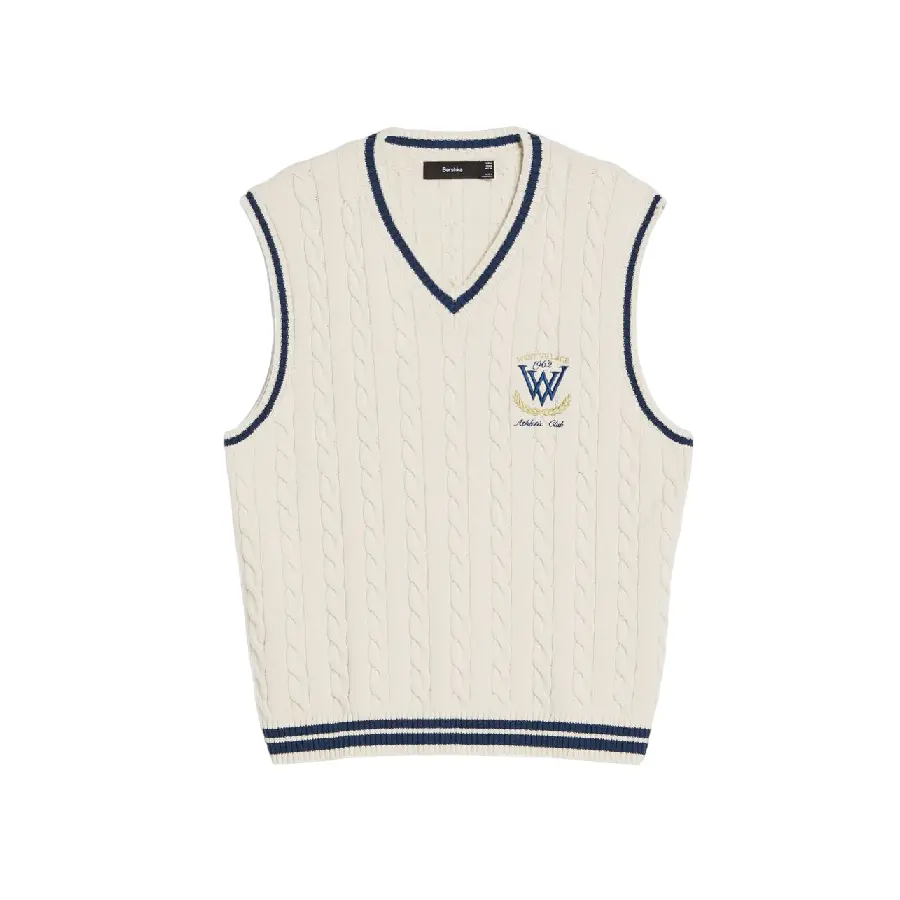 

Жилет Bershka Embroidered Knit, кремовый